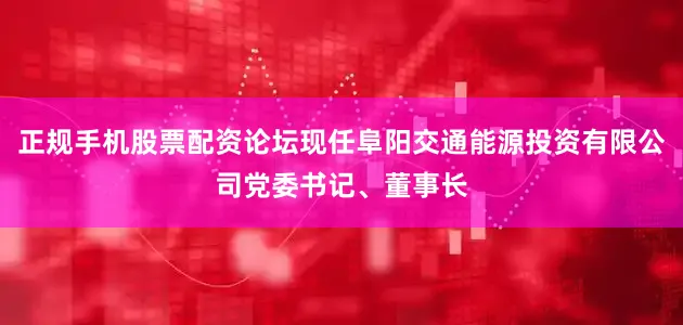 正规手机股票配资论坛现任阜阳交通能源投资有限公司党委书记、董事长